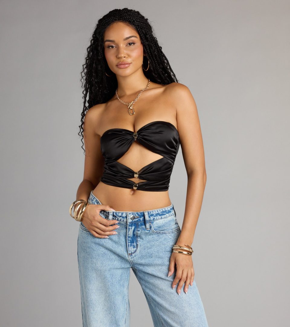 So Extra Satin Tube Crop Top