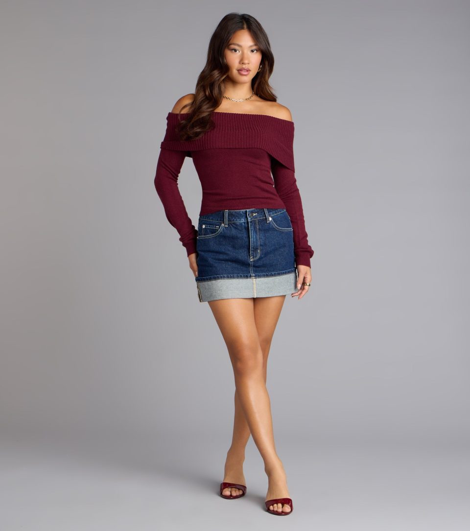 Autumn Allure Off-The-Shoulder Sweater