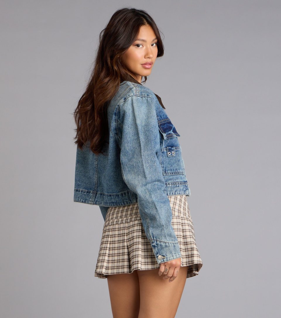 Vintage Edge Corduroy Collar Denim Jacket