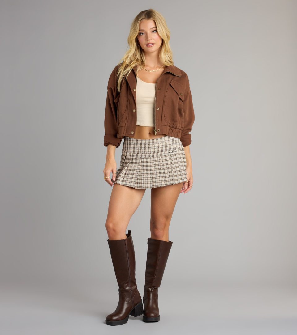 Street Cue Crop Denim Bomber Jacket