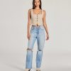 Effortless Style Lace-Up Crop Button Vest