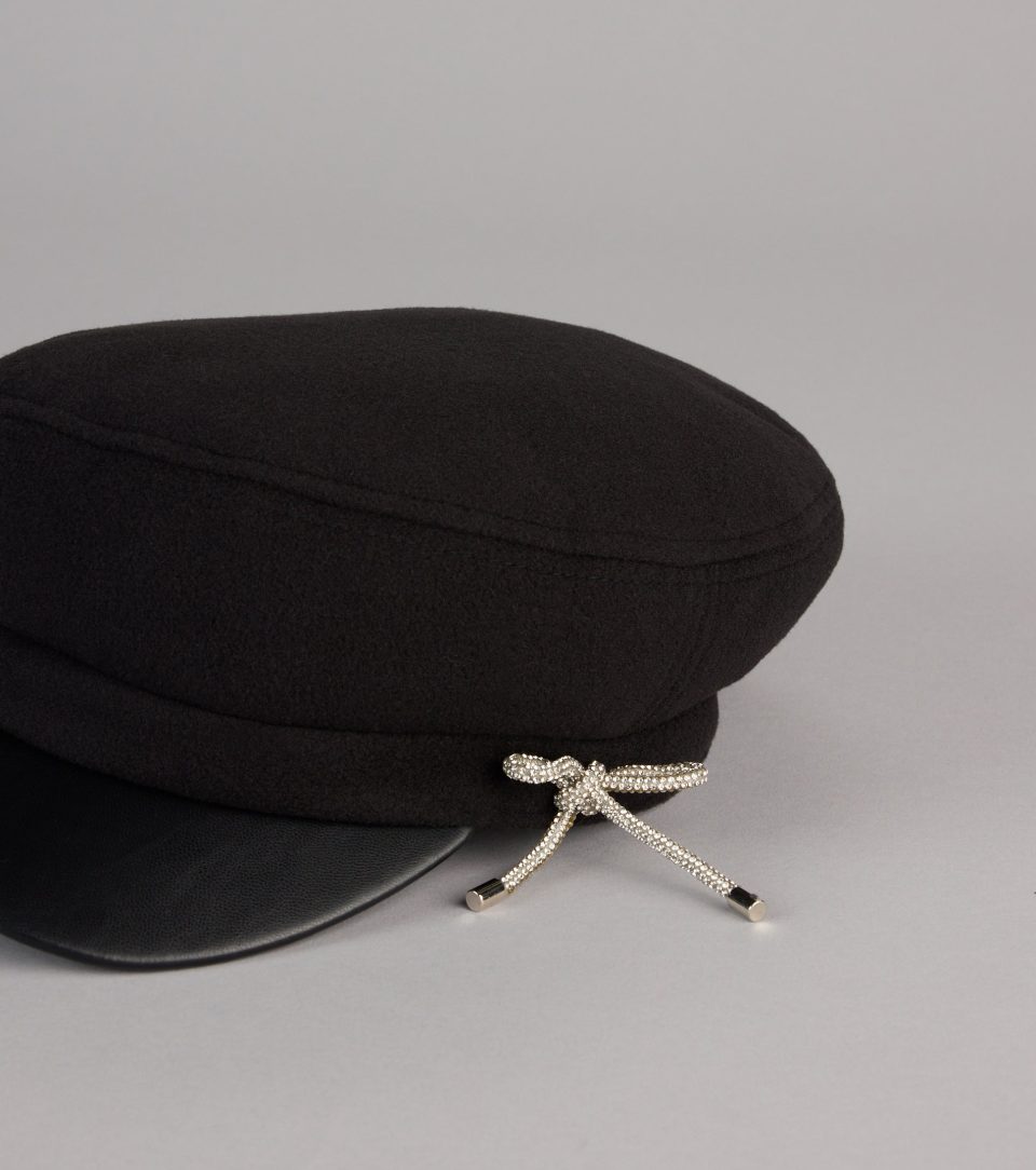 Glam In The City Rhinestone Bow Cabbie Hat