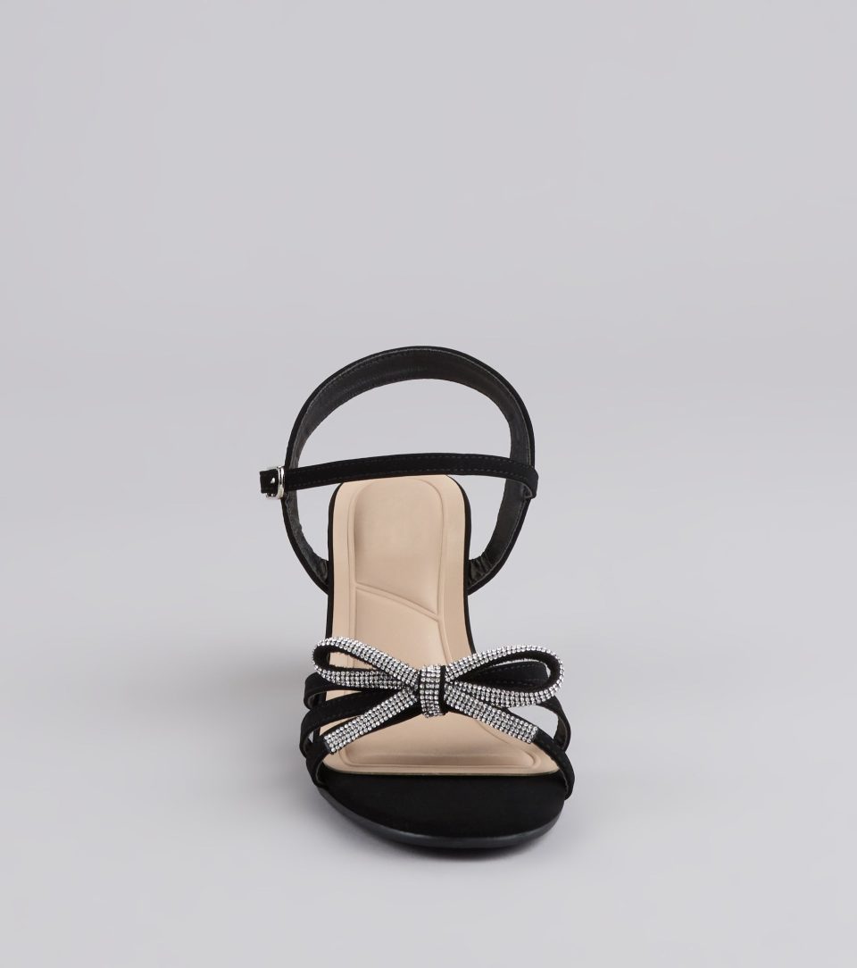 Glitter And Grace Rhinestone Bow Heels